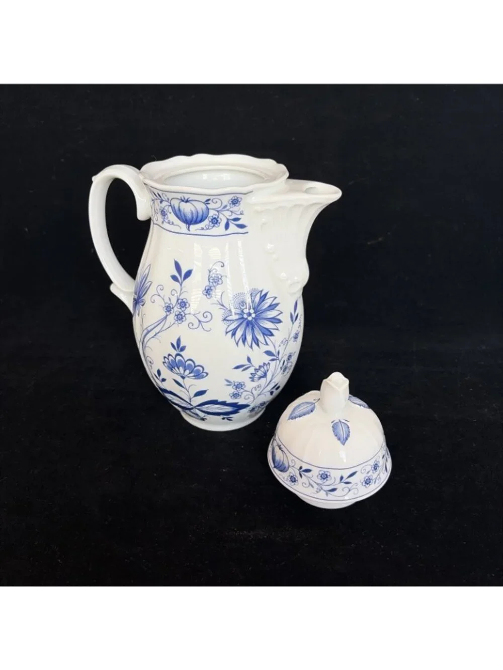 Vintage Retsch Bavaria Germany Blue Onion Porcelain Tea Coffee Pot Lid 9.5in